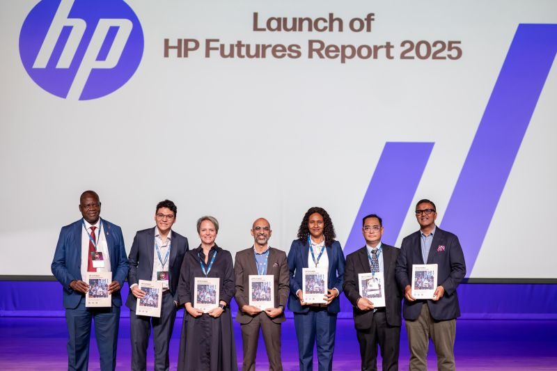 Panel on stage at the launch of the HP Futures Report 2025